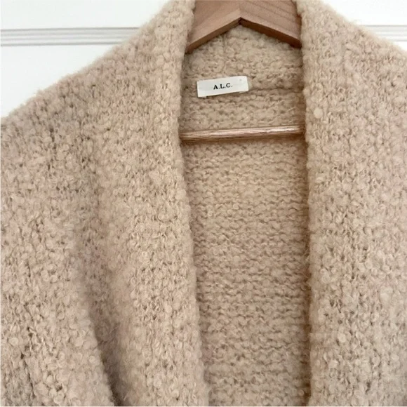 A.L.C. Nude Wool Nubby Boucle Knit Wrap Coat - Picture 2 of 11
